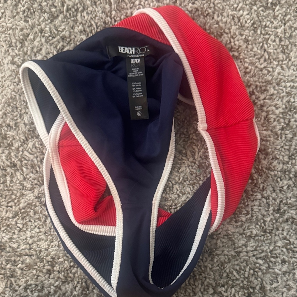 Red and navy High-Waisted Bikini Bottoms - Picture 4 of 4